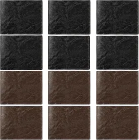 12 Pieces Wallet for Men,Leather Men's Wallets Bulk for DIY Engraving,With Money Clip,Card Holder(6 Black & 6 Light Brown)