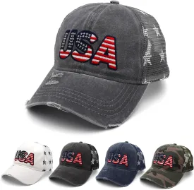 4th of July Hat - American Flag USA Trucker hat for Women Men - Fourth of July Patriotic Hat - 4th of July Accessories
