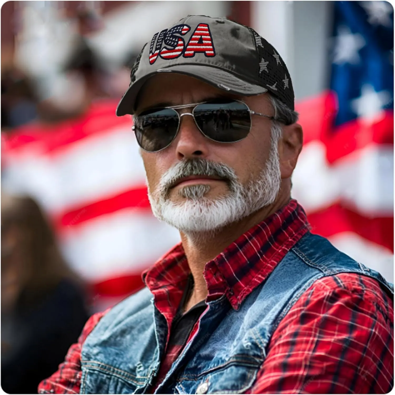 4th of July Hat - American Flag USA Trucker hat for Women Men - Fourth of July Patriotic Hat - 4th of July Accessories
