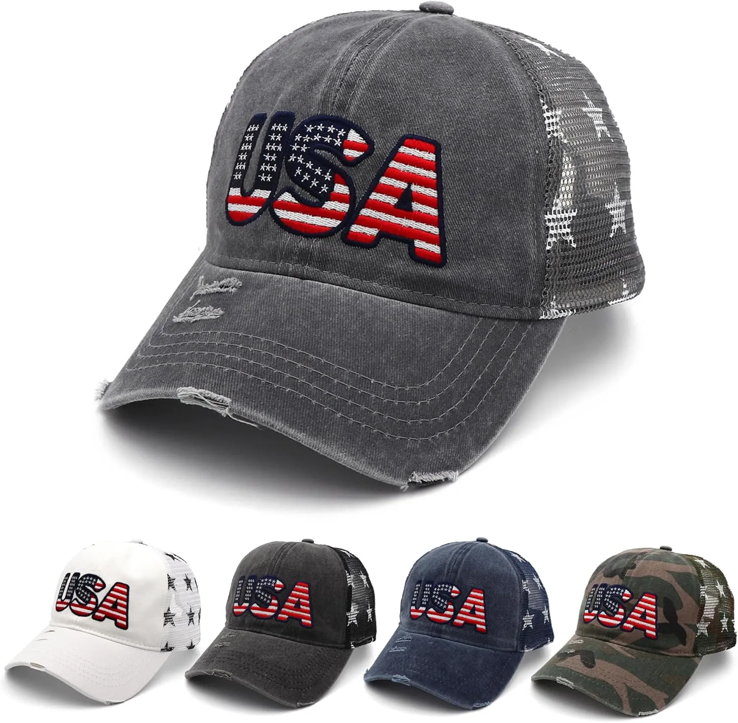 4th of July Hat - American Flag USA Trucker hat for Women Men - Fourth of July Patriotic Hat - 4th of July Accessories