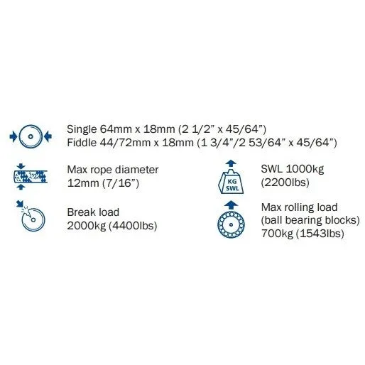 Barton Block Size 6 : Fiddle - Swivel   Becket   Cam