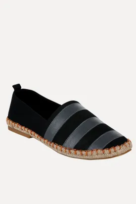 Black And Grey Stripe Espadrilles