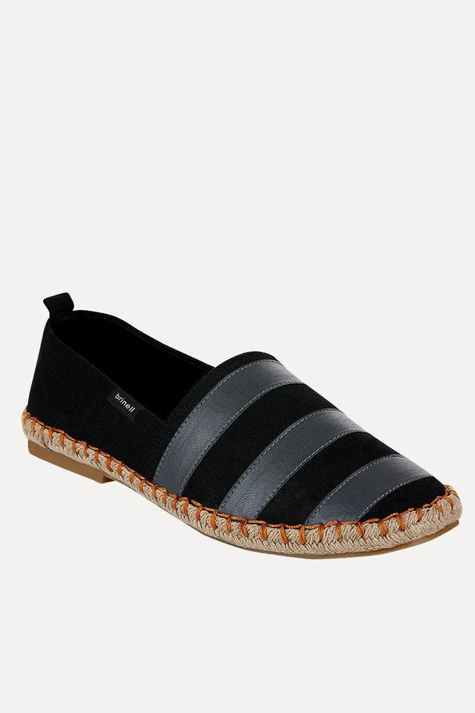 Black And Grey Stripe Espadrilles