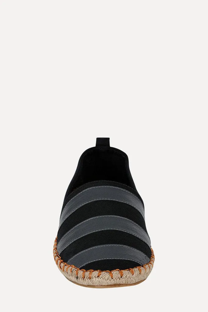 Black And Grey Stripe Espadrilles