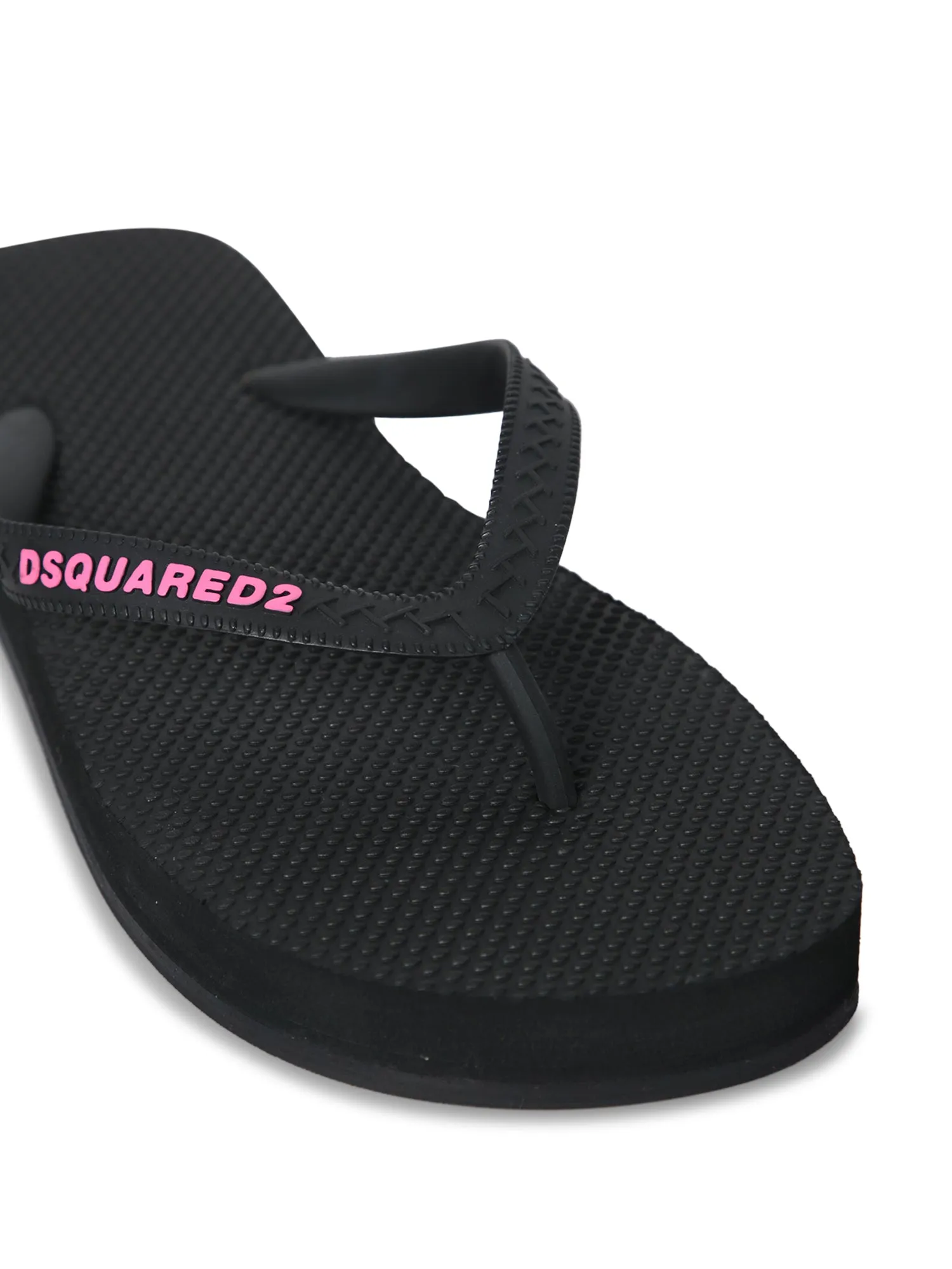 Black and Pink Rubber Flip-Flops