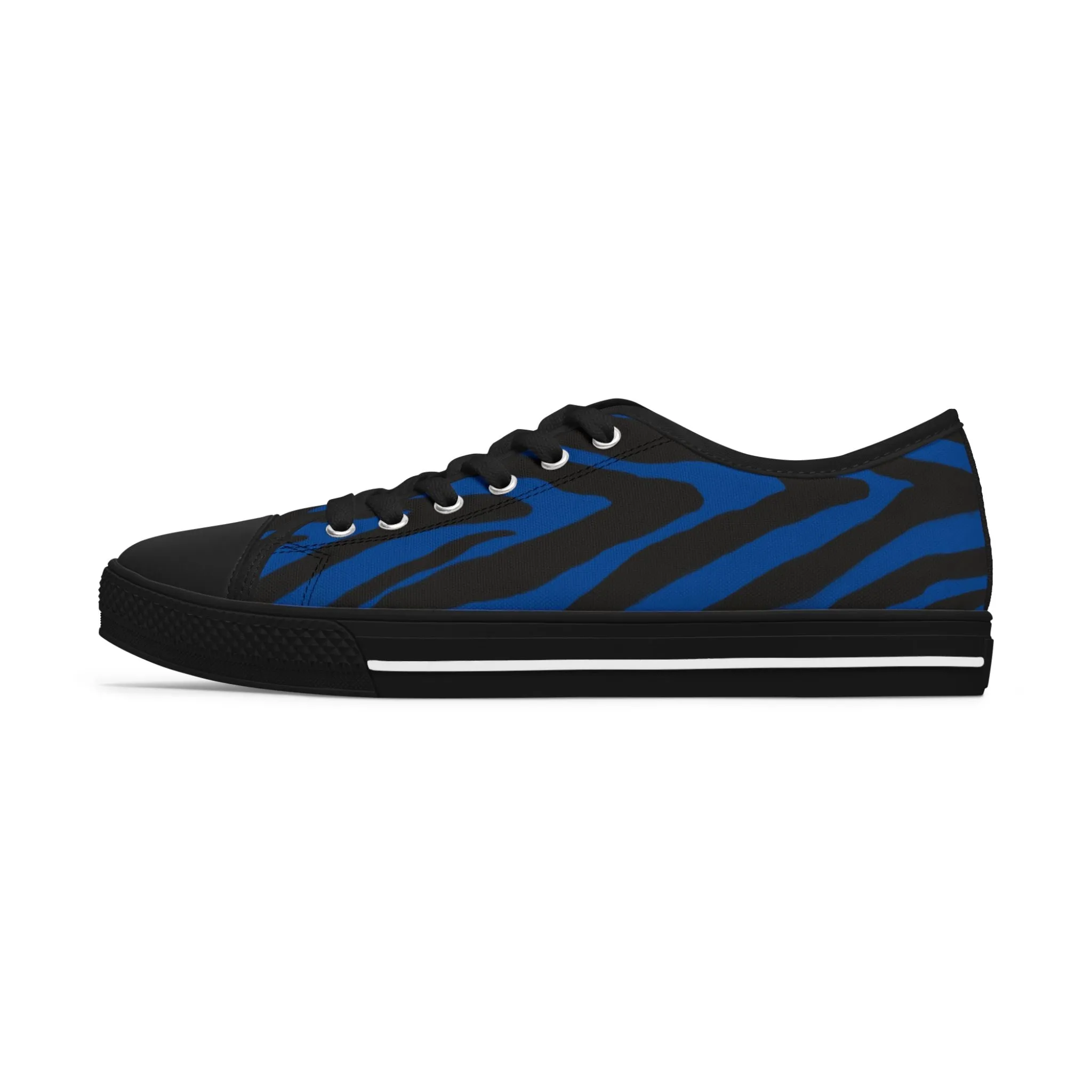 Blue Zebra Striped Women's Sneakers, Zebra Striped Animal Print Women's Low Top Sneakers (US Size: 5.5-12)