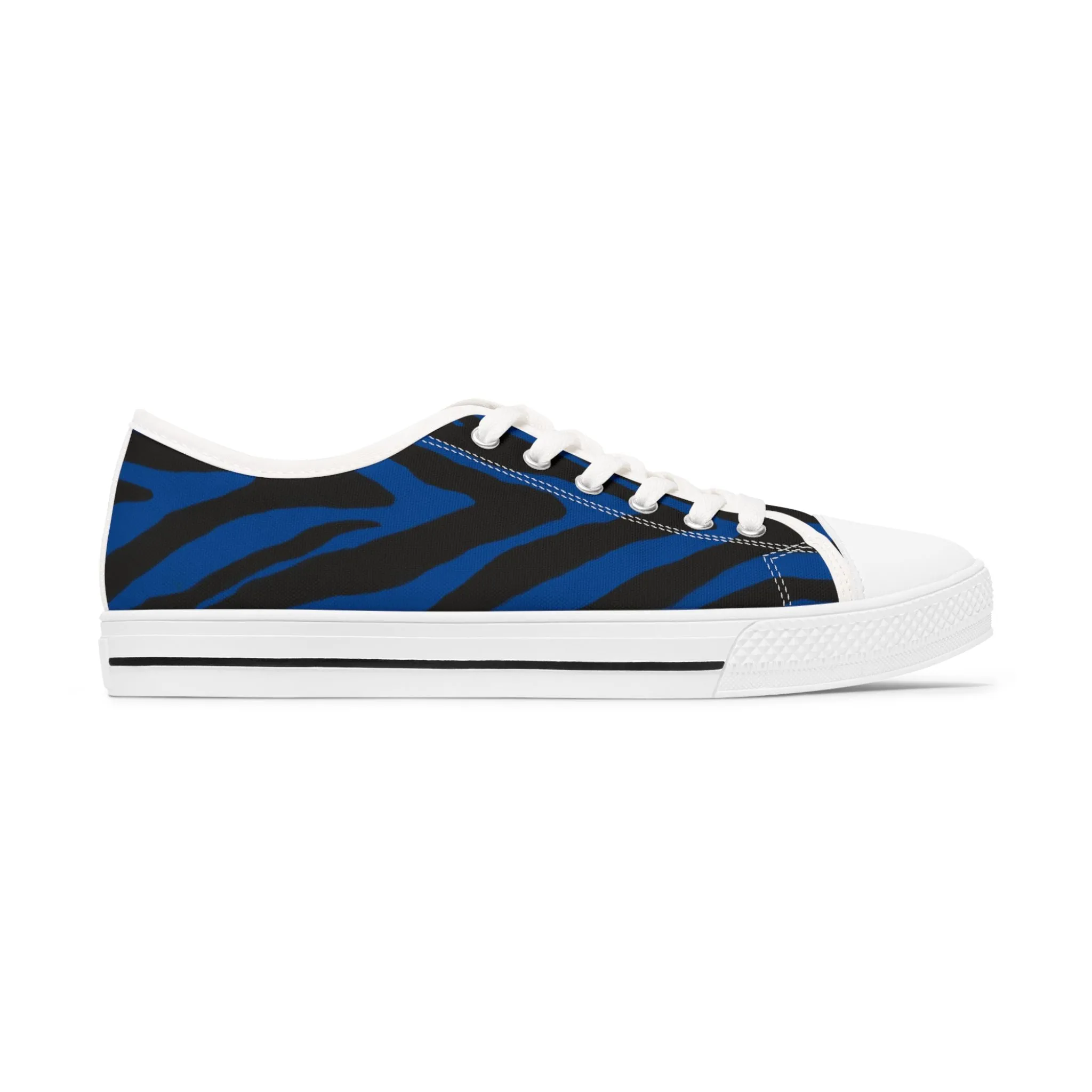 Blue Zebra Striped Women's Sneakers, Zebra Striped Animal Print Women's Low Top Sneakers (US Size: 5.5-12)