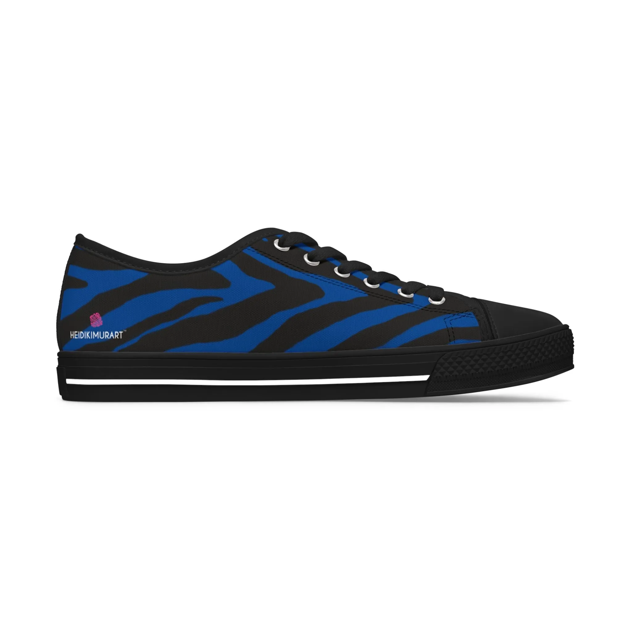 Blue Zebra Striped Women's Sneakers, Zebra Striped Animal Print Women's Low Top Sneakers (US Size: 5.5-12)