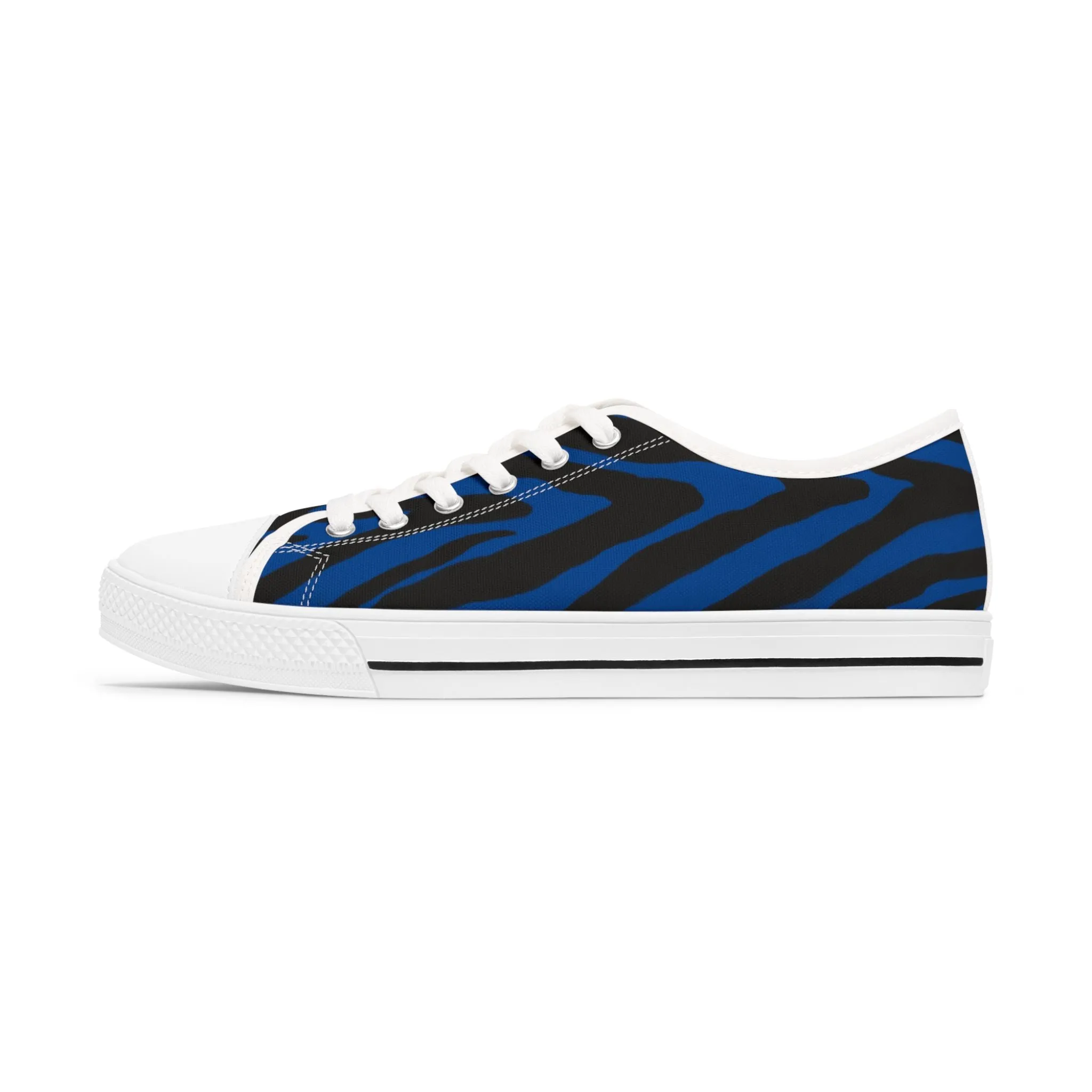 Blue Zebra Striped Women's Sneakers, Zebra Striped Animal Print Women's Low Top Sneakers (US Size: 5.5-12)