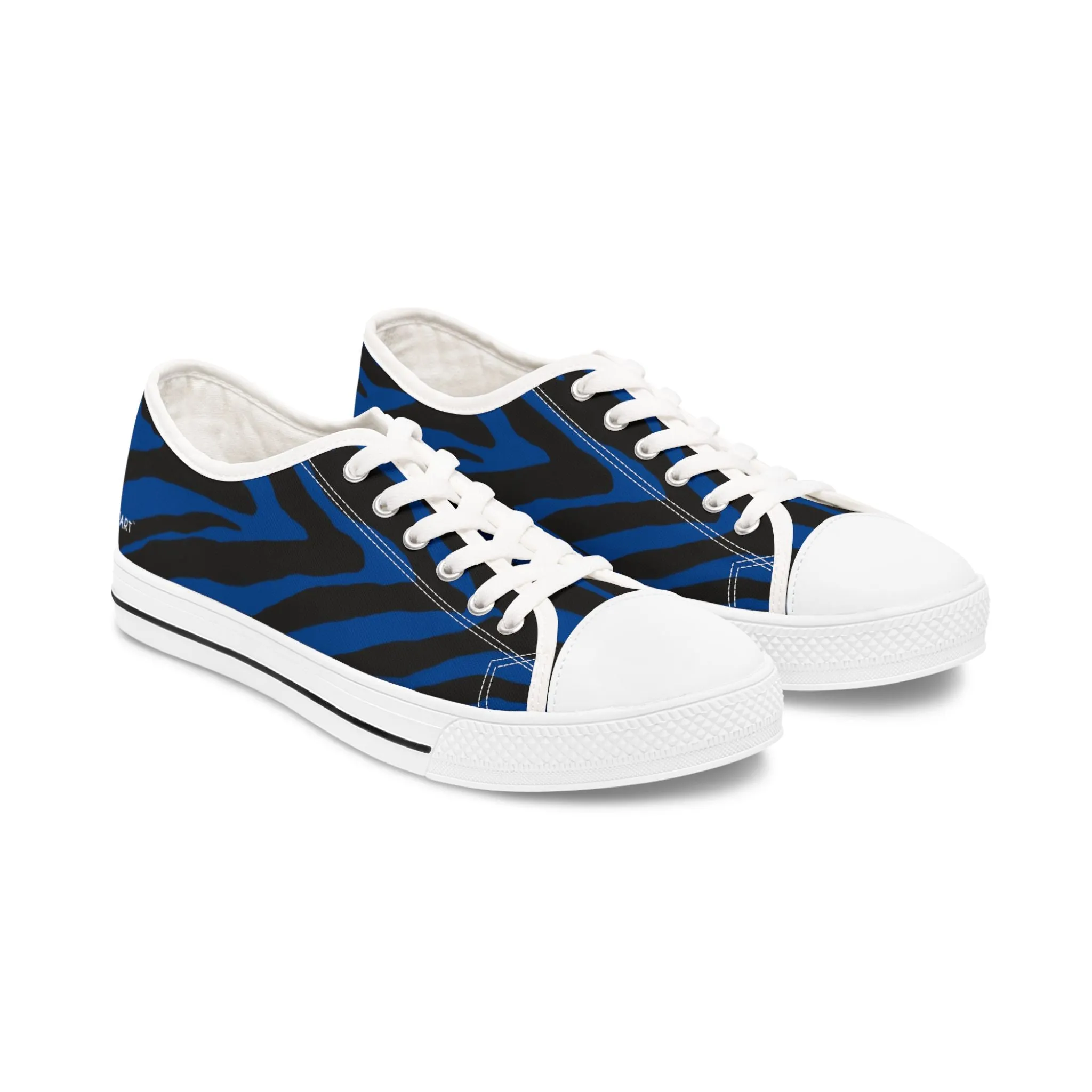 Blue Zebra Striped Women's Sneakers, Zebra Striped Animal Print Women's Low Top Sneakers (US Size: 5.5-12)