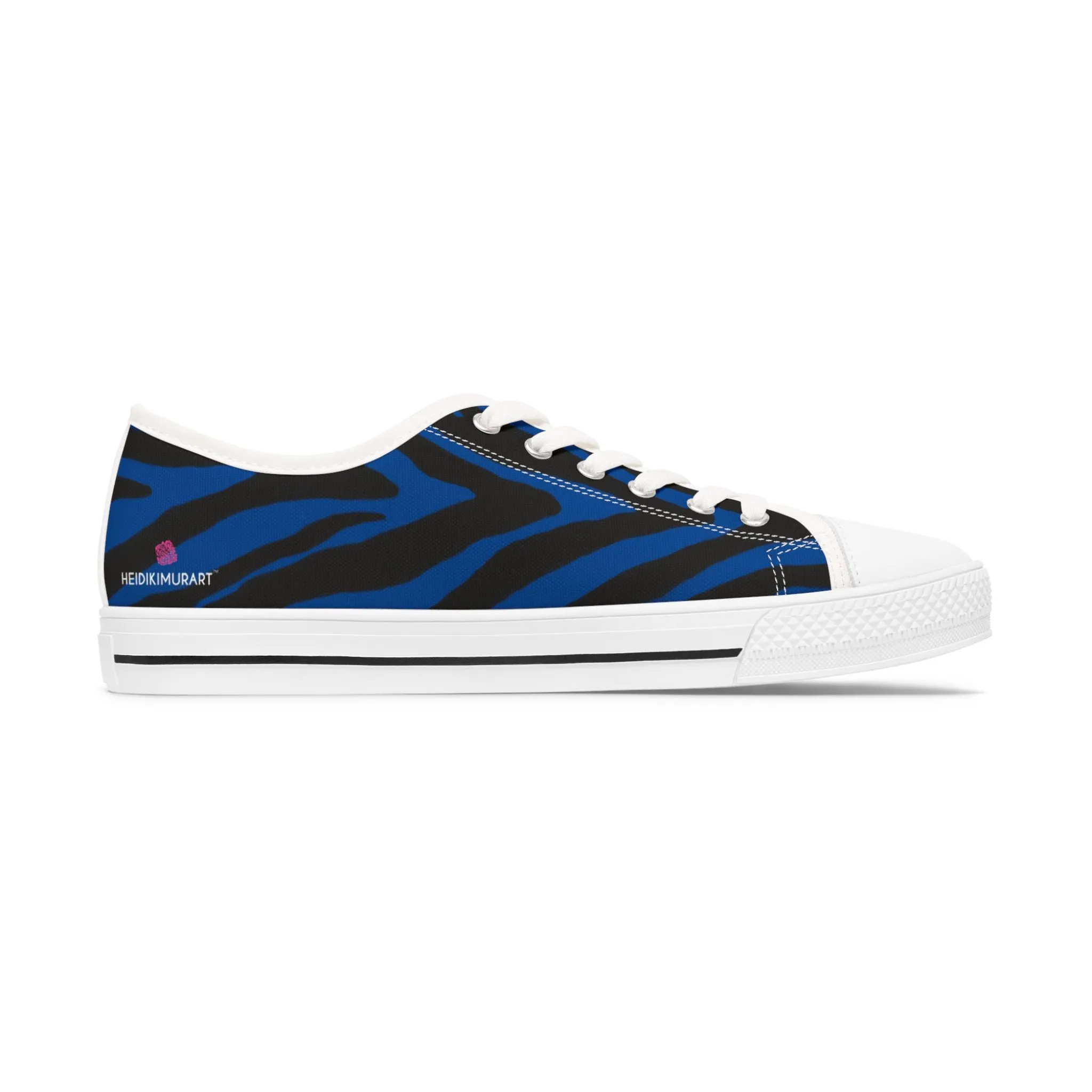 Blue Zebra Striped Women's Sneakers, Zebra Striped Animal Print Women's Low Top Sneakers (US Size: 5.5-12)