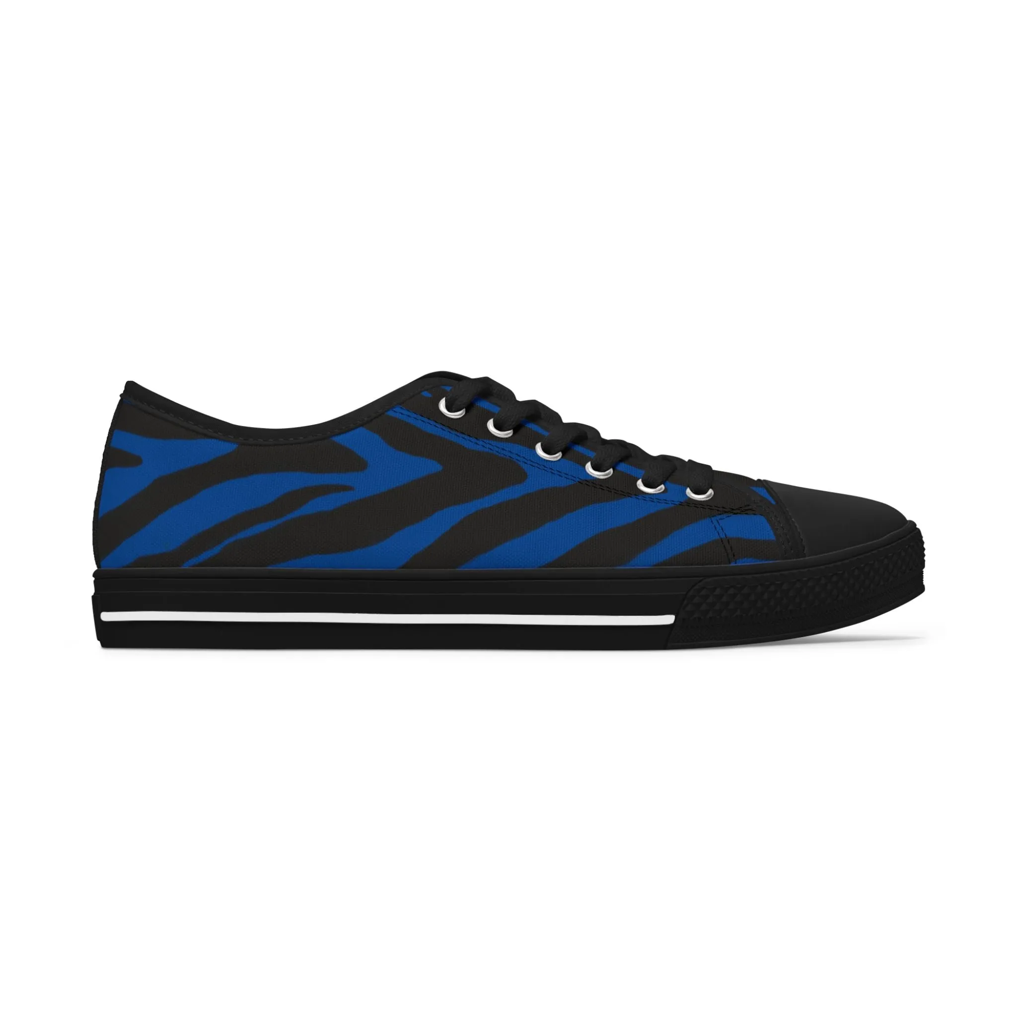 Blue Zebra Striped Women's Sneakers, Zebra Striped Animal Print Women's Low Top Sneakers (US Size: 5.5-12)