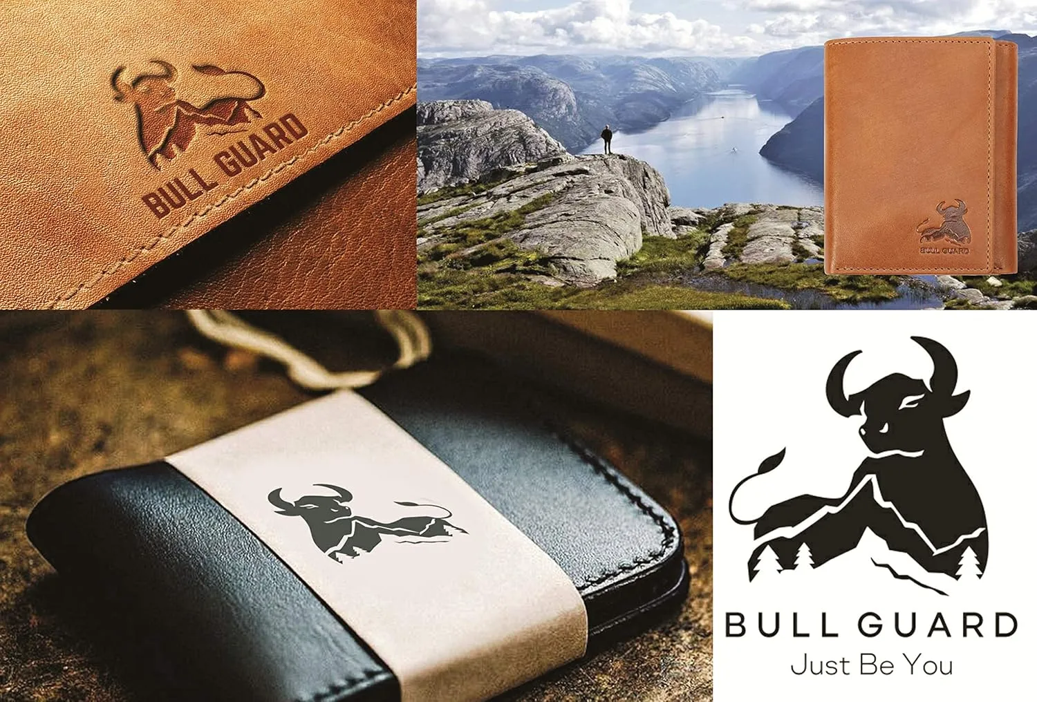 BULL GUARD Trifold Wallet with RFID For Men, Genuine Leather - Card and Cash Holder for Outdoors, Professionals
