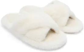 Chantomoo Women's Fuzzy Slippers - Memory Foam, Plush Comfy Bedroom Slides with Anti-Skid Sole