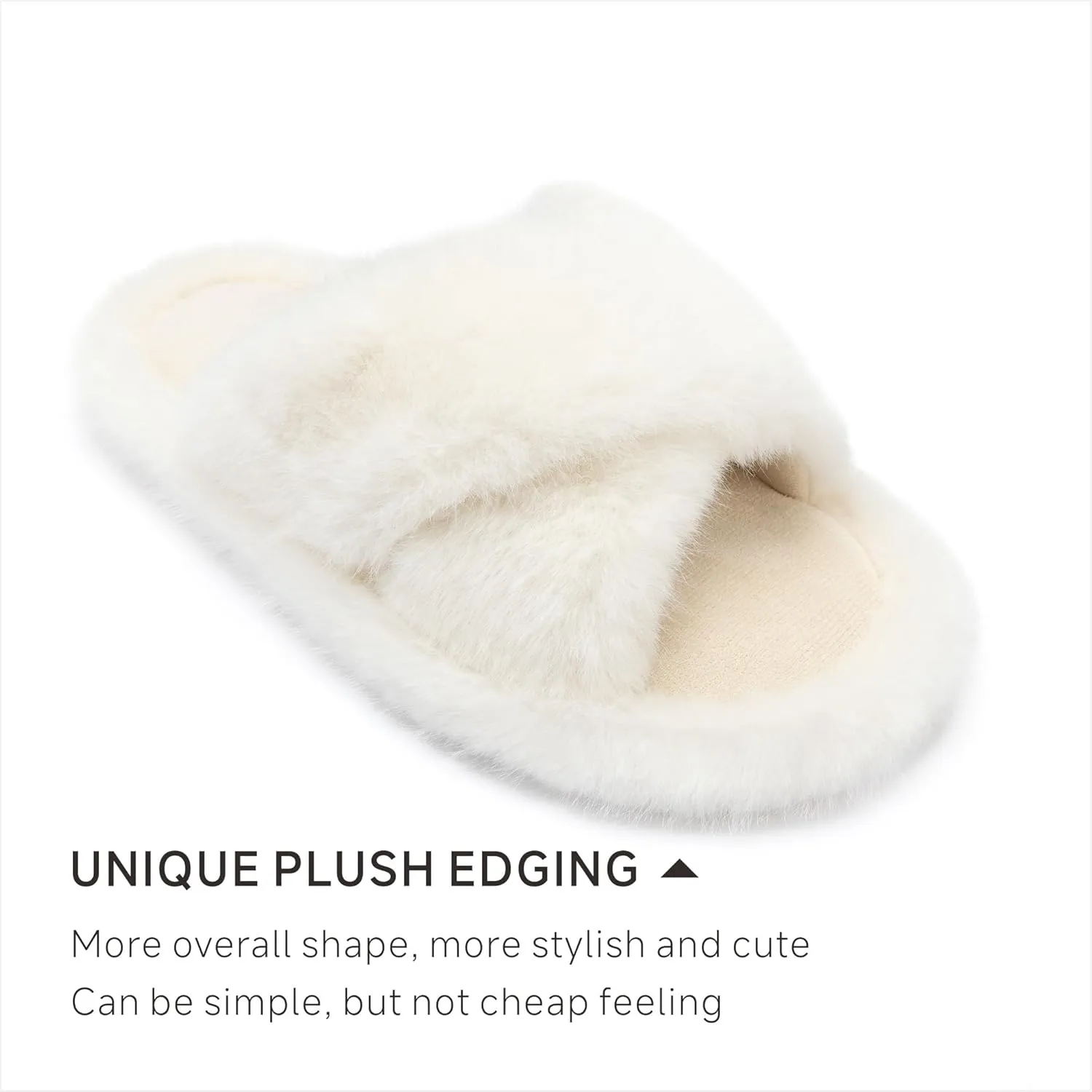 Chantomoo Women's Fuzzy Slippers - Memory Foam, Plush Comfy Bedroom Slides with Anti-Skid Sole