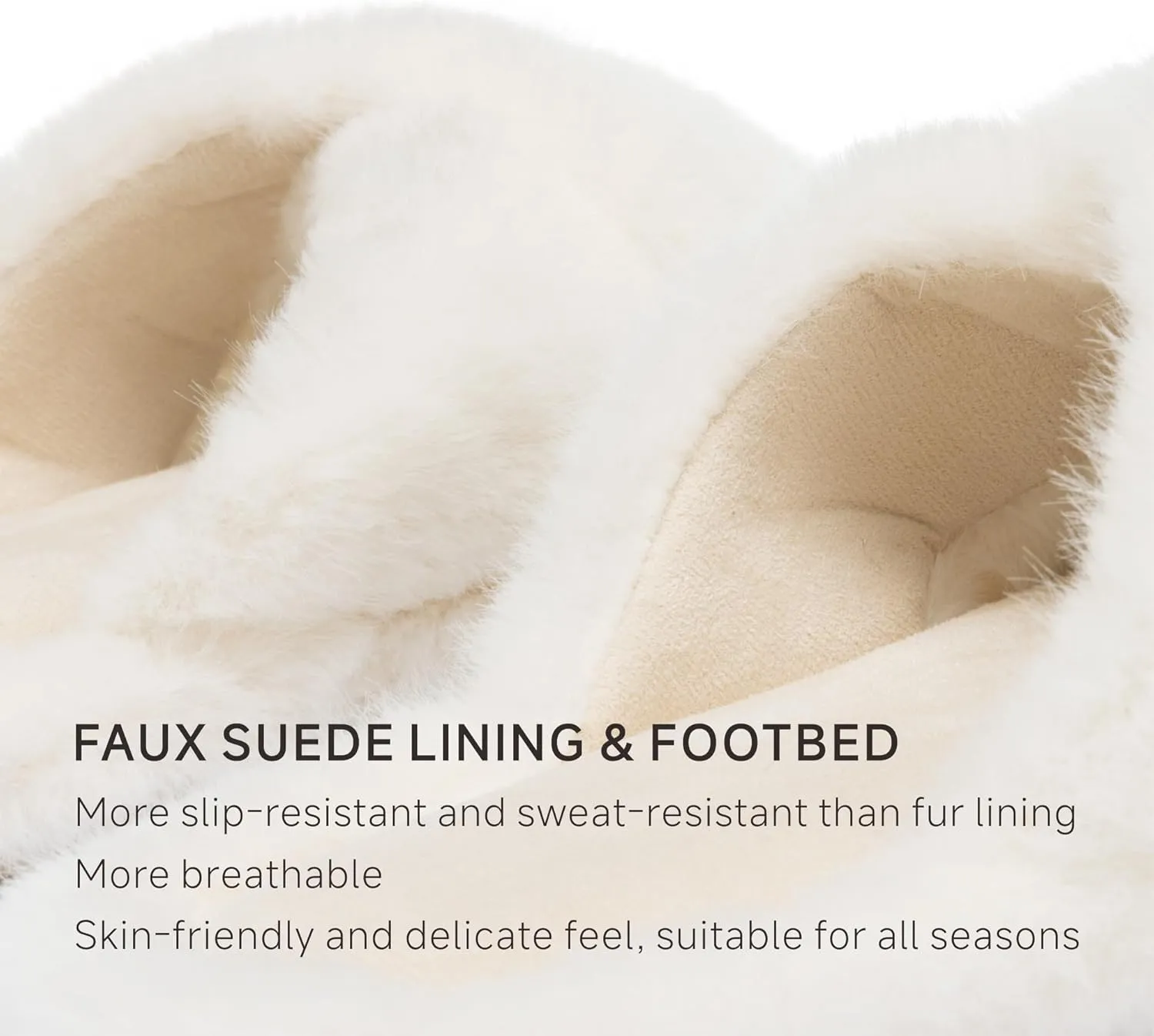 Chantomoo Women's Fuzzy Slippers - Memory Foam, Plush Comfy Bedroom Slides with Anti-Skid Sole
