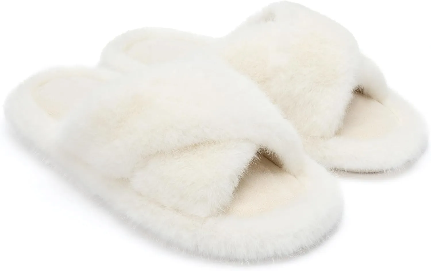 Chantomoo Women's Fuzzy Slippers - Memory Foam, Plush Comfy Bedroom Slides with Anti-Skid Sole