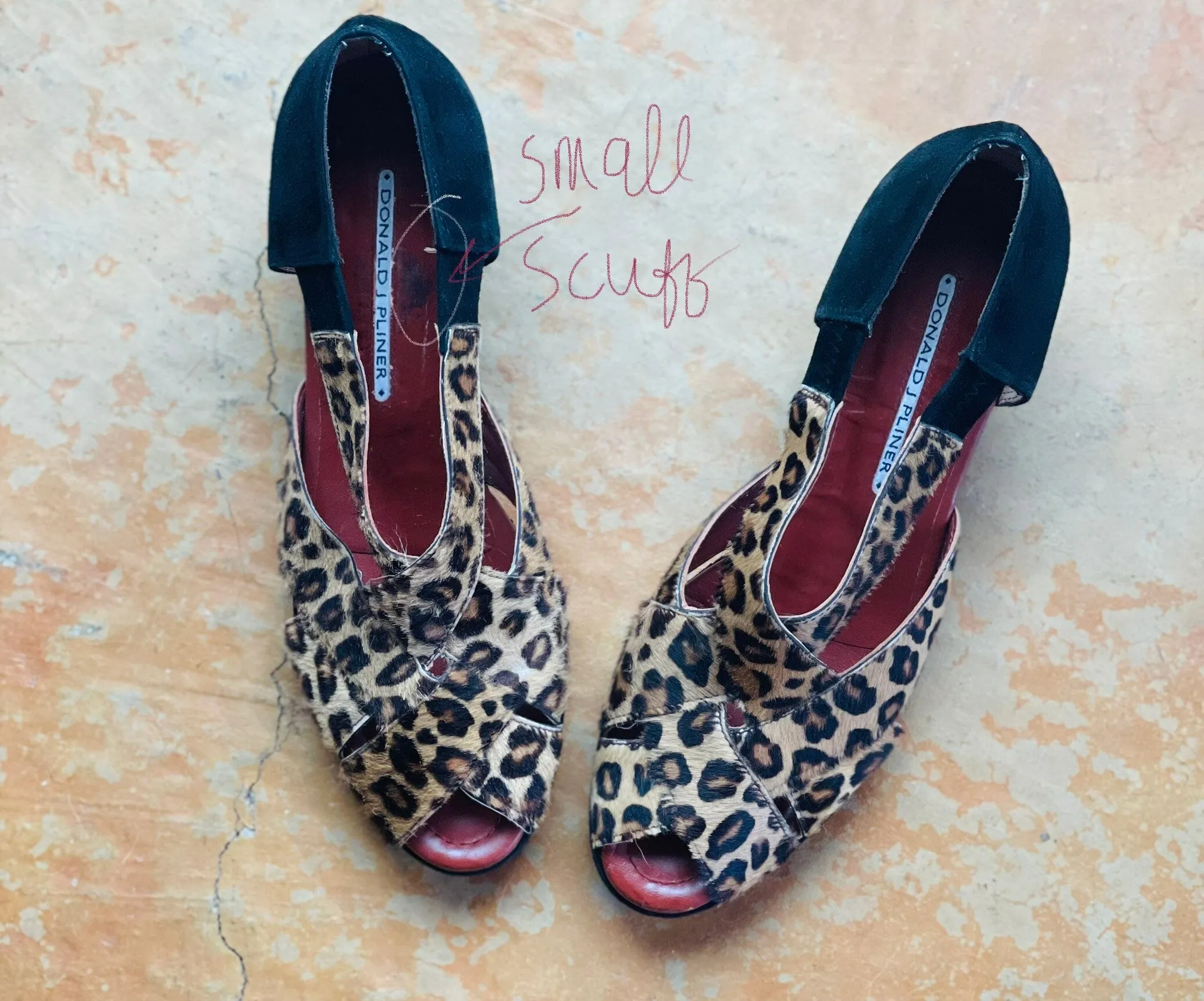 Cheetah Heels Size 9.5 DONALD PLINER  Leopard Sandals Animal Print Wedges Women’s Size 9 1/2 Made in SPAIN