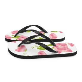Chic Pink Flowers Floral Slip Resistant Flip Flops