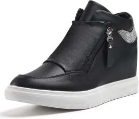 Ckrola Womens Fashion Platform Shoes Hidden Wedge Heel High Top Sneakers for Women Platform Boots Working Shoes Women