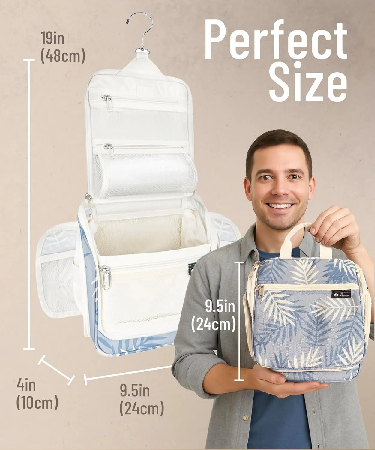D&D Hanging Travel Toiletry Bag for Men and Women ?C Large Cosmetics, Makeup and Toiletries Organizer Kit with 10 Compartments, YKK Zippers, XXL Metal Swivel Hook, Water-Resistant Nylon