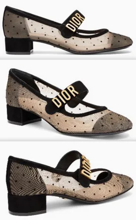 Dior Baby-D Ballet Pump in Black Dotted Swiss