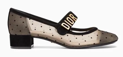Dior Baby-D Ballet Pump in Black Dotted Swiss