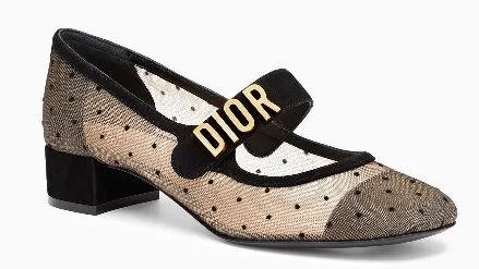 Dior Baby-D Ballet Pump in Black Dotted Swiss