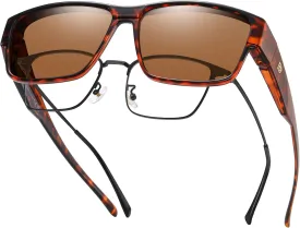 DUCO Polarized Fit Over Sunglasses for Men and Women UV400 Protection Retro Square Wrap Around Shades for Driving Riding 8986