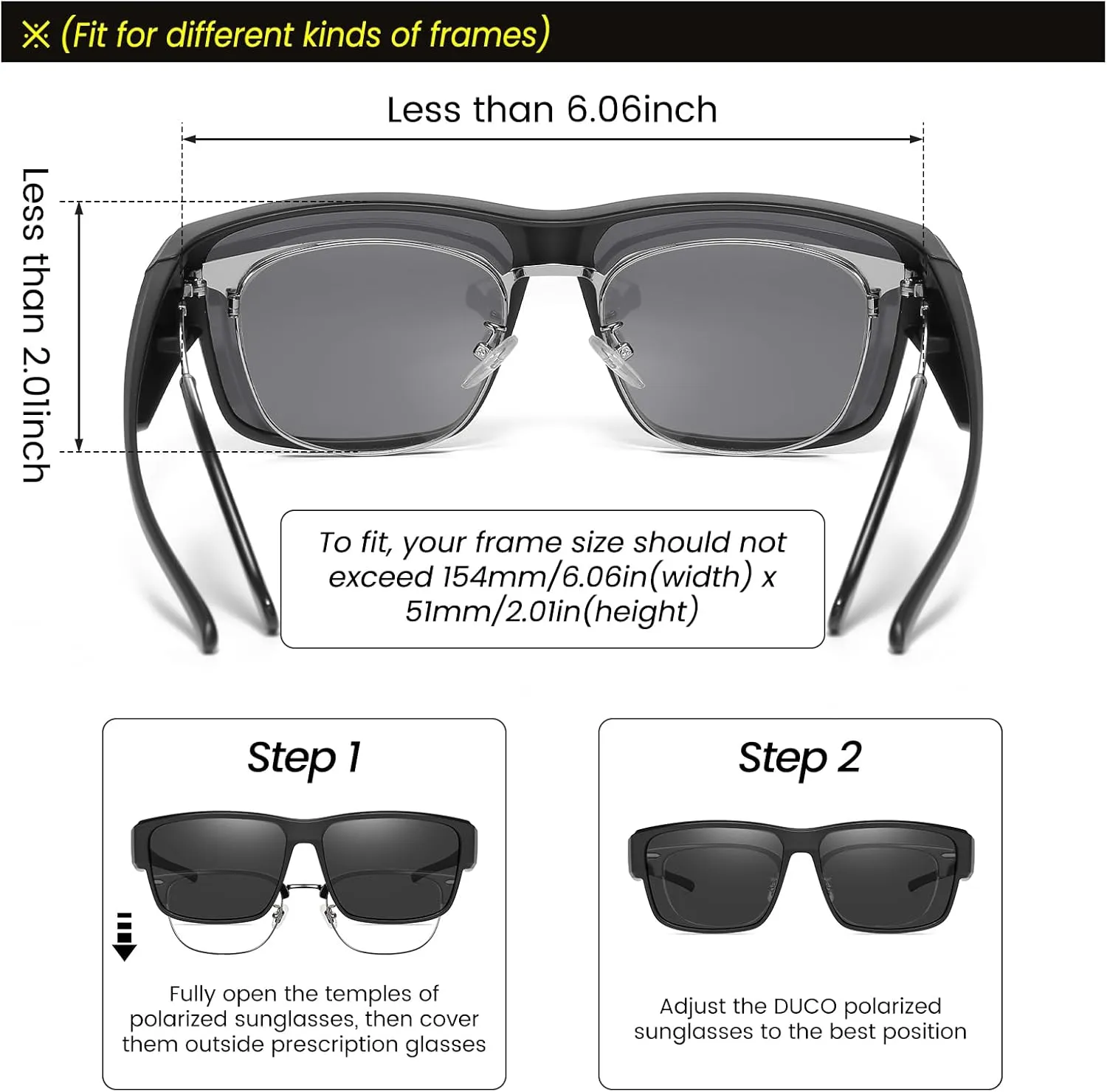 DUCO Polarized Fit Over Sunglasses for Men and Women UV400 Protection Retro Square Wrap Around Shades for Driving Riding 8986