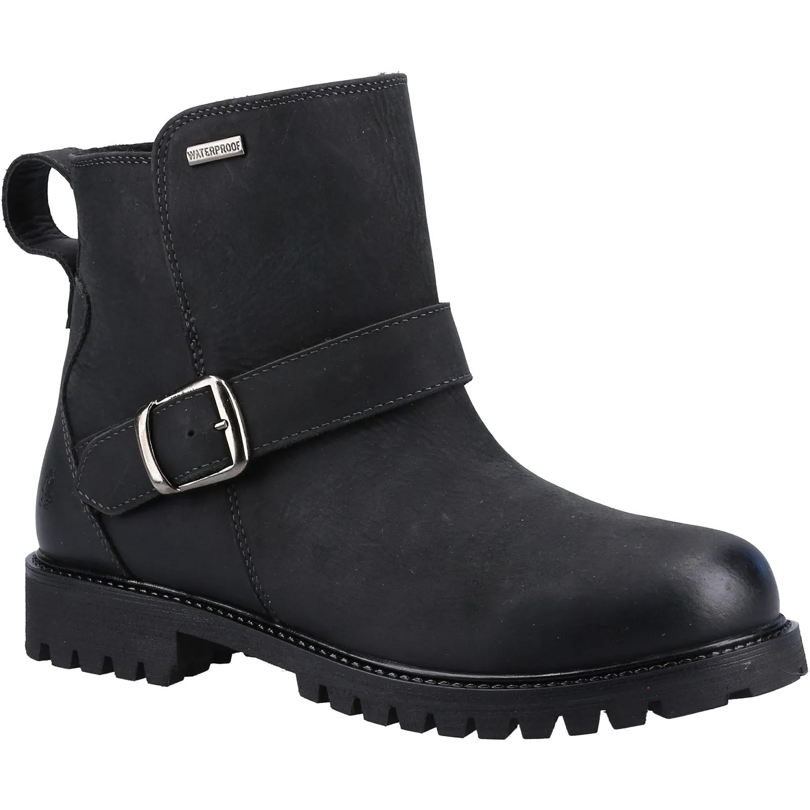 Hush Puppies Womens Wakely Shearling Lined Leather Ankle Boots - Black