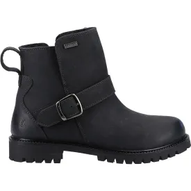 Hush Puppies Womens Wakely Shearling Lined Leather Ankle Boots - Black