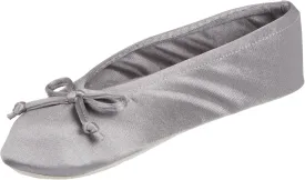 isotoner Women's Satin Ballerina Slippers with Soft Tie Bow and Suede Sole