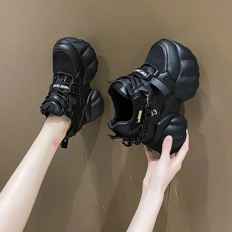 Joskaa 2024 New Black Platform Sneakers Women