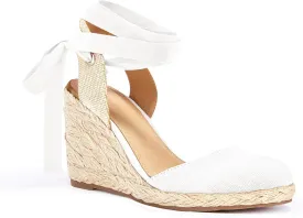 Juliet Holy Womens Lace up Espadrilles Closed Toe Wedges Sandals Strappy Slingback Platform Heels