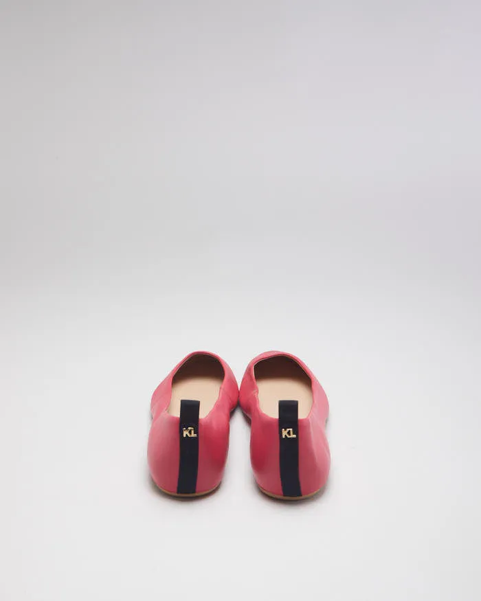 Karl Lagerfeld Paris Hot Pink Leather Ballet Pumps - UK10