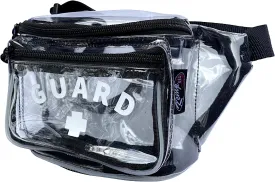 Kemp USA ?C Transparent Lifeguard Fanny Pack/Hip Pack with GUARD Logo - Water-Resistant and Durable Waist Bag for Medical Supplies & Lifeguard Gear - Clear