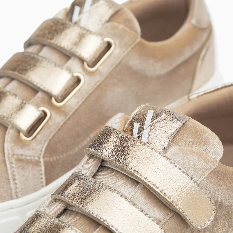 Monica Platform Sneakers (Gold/Beige)