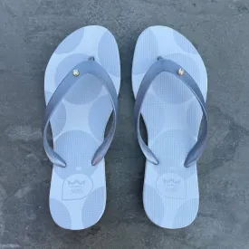 Natural Rubber Flip Flops Silver Polka Dots