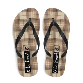 O'Lo Brown Plaid Flip-Flops