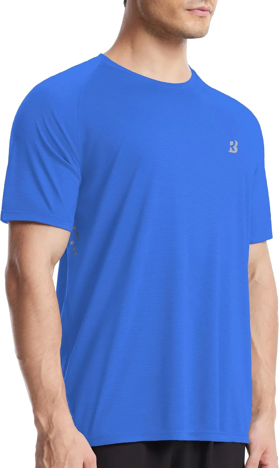 Roadbox Men's UPF 50  Swim Rash Guard, Short Sleeve UV Sun Protection Workout Athletic Shirts Quick Dry Gym Running Tee Tops