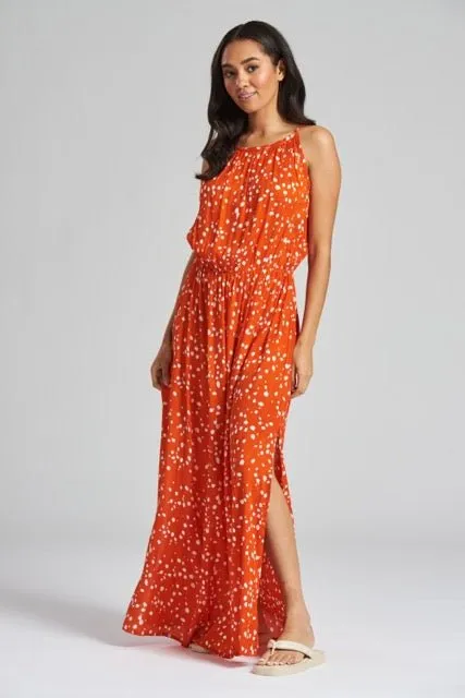 South Beach Red Spot Cami Maxi Dress