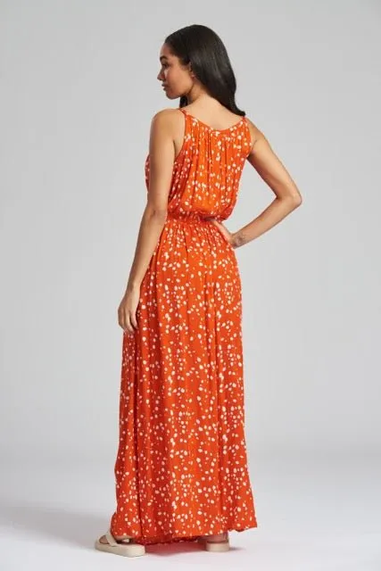 South Beach Red Spot Cami Maxi Dress