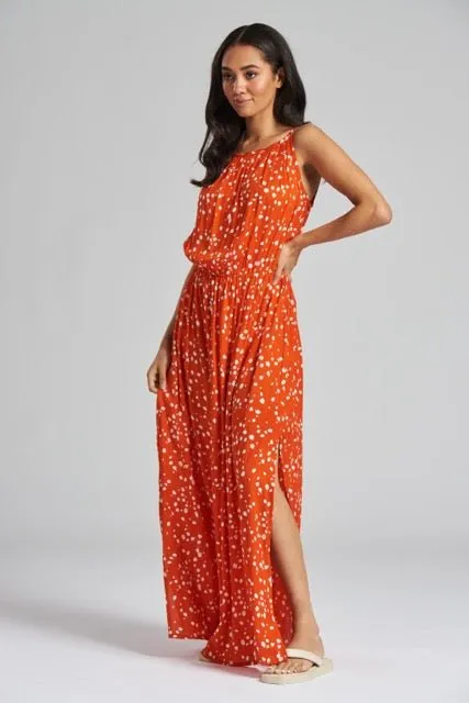 South Beach Red Spot Cami Maxi Dress