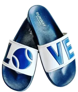 Tennis LOVE After Play Tennis Slides | Navy & White