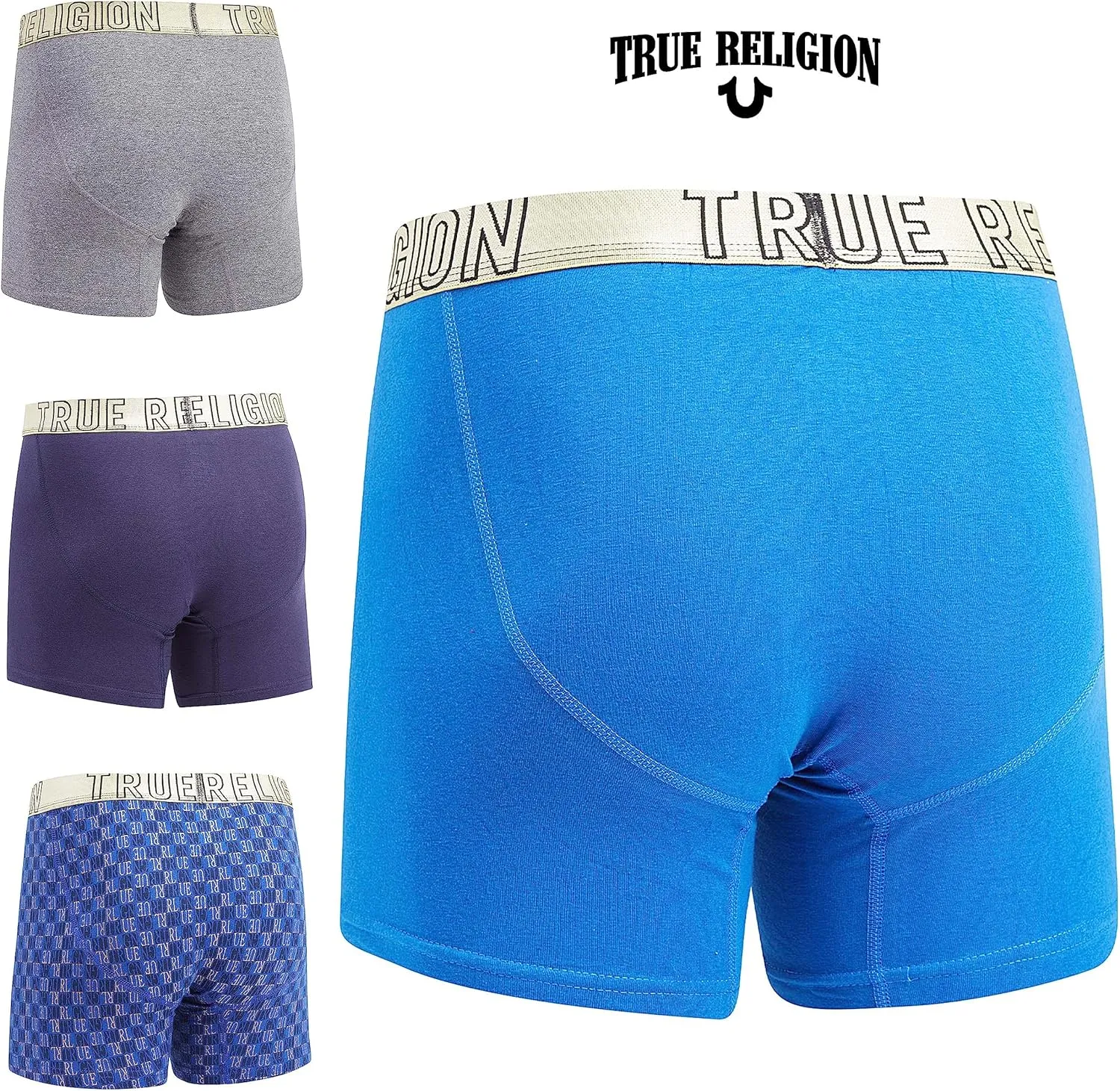True Religion Mens Boxer Briefs Cotton Stretch Underwear for Men Pack of 4