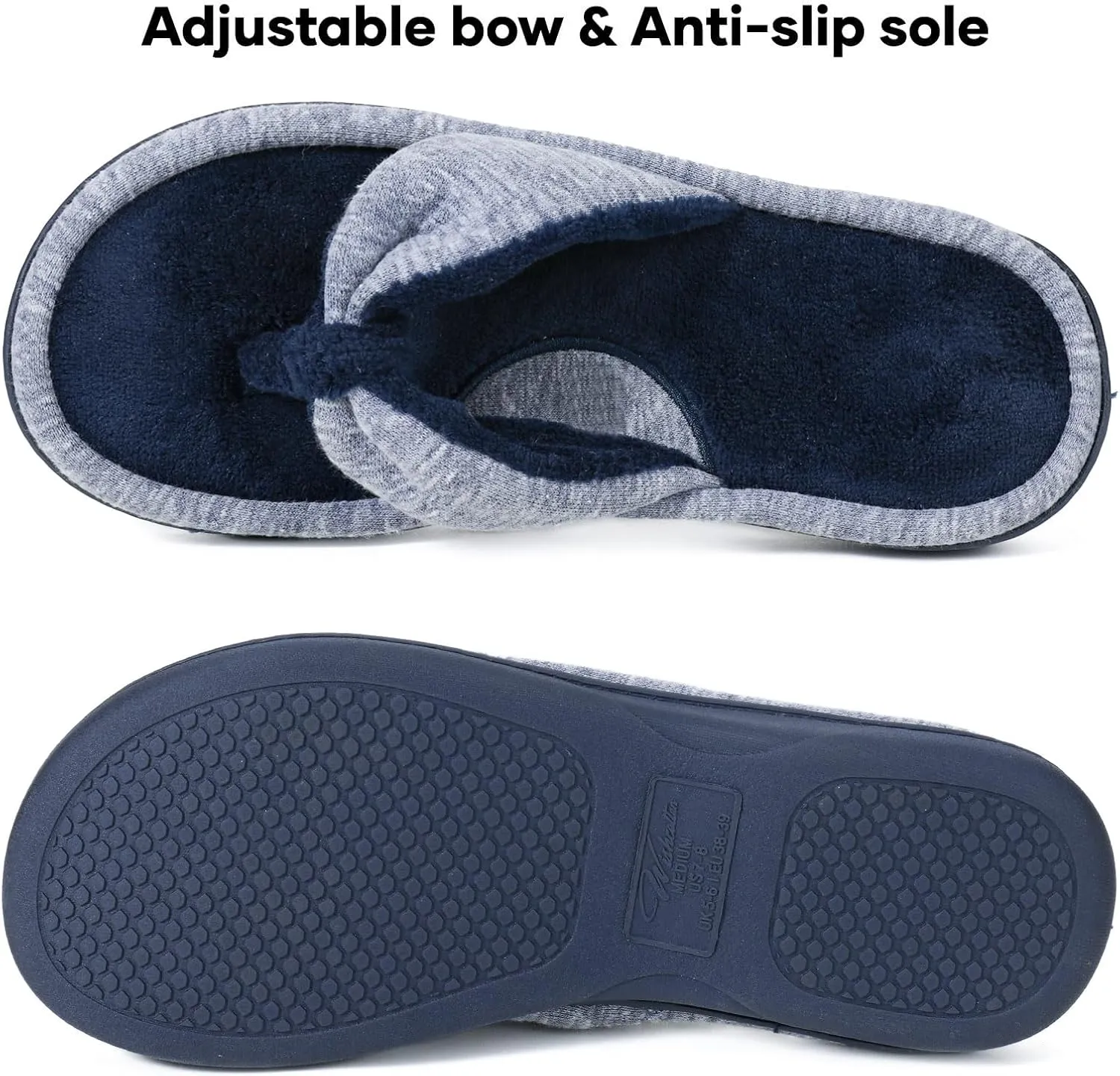Wishcotton Women's Memory Foam Spa Thong Flip Flops Cozy Indoor Slippers, Ladies Summer Lightweight Open Toe House Sandals