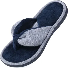Wishcotton Women's Memory Foam Spa Thong Flip Flops Cozy Indoor Slippers, Ladies Summer Lightweight Open Toe House Sandals
