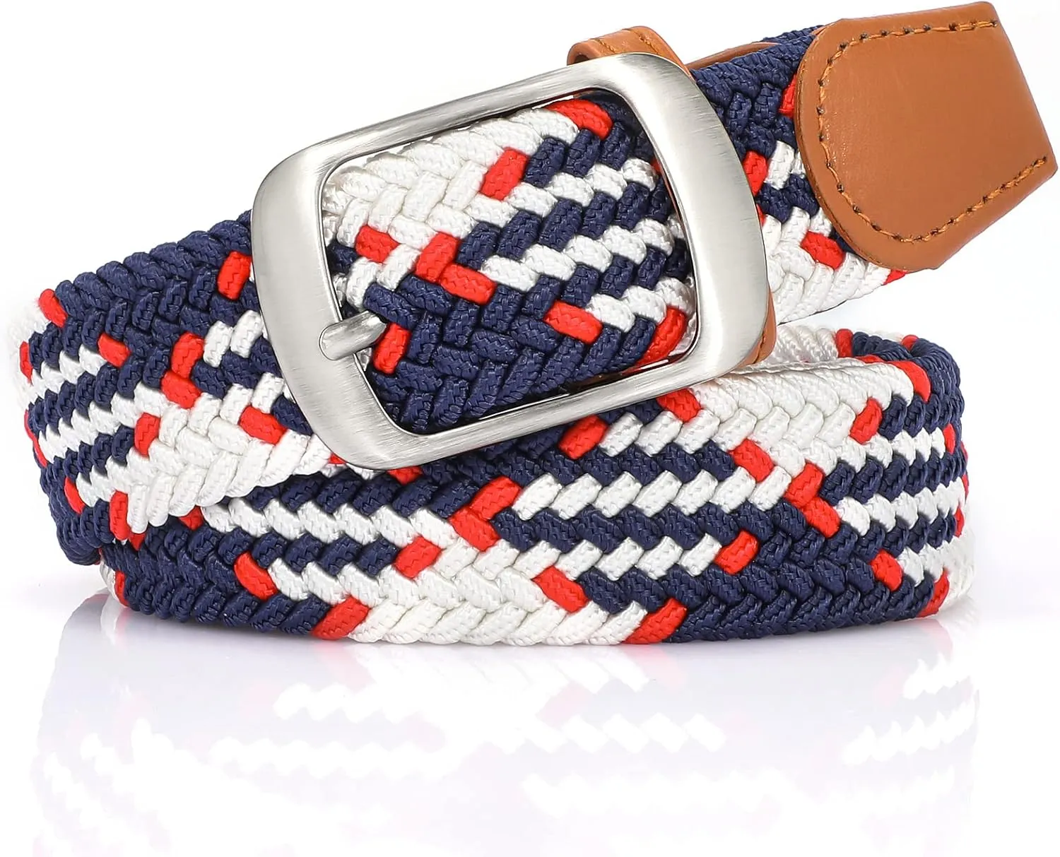 XZQTIVE Braided Belt Stretch Belt for Men and Women Multicolored Woven Golf Belt Elastic Jean Belts
